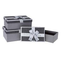 Opakowanie Pudełko prezentowe z kokardą 3szt srebrny ROZETTE