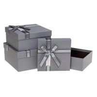 Opakowanie Pudełko prezentowe z kokardą 3szt srebrny ROZETTE