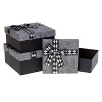 Opakowanie Pudełko prezentowe z kokardą 3szt szary ROZETTE