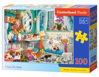 Puzzle 100 Crazy Pet Bath CASTOR. Wydawca: Castorland. SmakLiter.pl Opakowanie Puzzle 100 Crazy Pet Bath CASTOR
