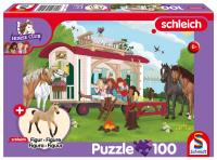 Puzzle 100 Schleich Klub jeździecki + figurka. Wydawca: Schmidt. SmakLiter.pl Opakowanie Puzzle 100 Schleich Klub jeździecki + figurka