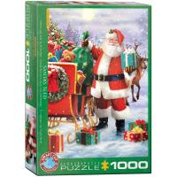 Puzzle 1000 Santa with Sled by Simon Tread 6000-5639. Wydawca: Eurographics. SmakLiter.pl Opakowanie Puzzle 1000 Santa with Sled by Simon Tread 6000-5639