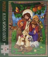Puzzle 120 - Jezus wśród dzieci. Wydawca: Wydawnictwo Diecezjalne i Drukarnia w Sandomierzu. SmakLiter.pl Opakowanie Puzzle 120 - Jezus wśród dzieci