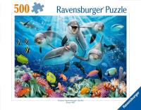 Puzzle 2D 500 Delfiny. Wydawca: Ravensburger. SmakLiter.pl Opakowanie Puzzle 2D 500 Delfiny