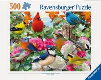 Puzzle 2D 500 Ptaki ogrodowe. Wydawca: Ravensburger. SmakLiter.pl Opakowanie Puzzle 2D 500 Ptaki ogrodowe