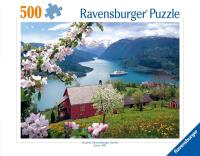 Puzzle 2D 500 Skandynawska idylla. Wydawca: Ravensburger. SmakLiter.pl Opakowanie Puzzle 2D 500 Skandynawska idylla