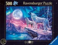 Puzzle 2D 500 Świecące - Wilk w zorzy polarnej. Wydawca: Ravensburger. SmakLiter.pl Opakowanie Puzzle 2D 500 Świecące - Wilk w zorzy polarnej