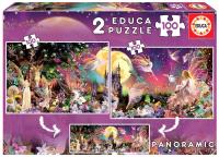 Puzzle 2x100 Bajkowa kraina (panorama) G3. Wydawca: Educa. SmakLiter.pl Opakowanie Puzzle 2x100 Bajkowa kraina (panorama) G3