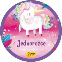 Puzzle 30 Na okrągło+ książka Jednorożce. Autor: Nadia Fabris. SmakLiter.pl Okładka książki Puzzle 30 Na okrągło+ książka Jednorożce