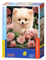 Puzzle 300 Pomeranian Puppy in Roses CASTOR. Wydawca: Castorland. SmakLiter.pl Opakowanie Puzzle 300 Pomeranian Puppy in Roses CASTOR