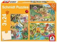 Puzzle 3x24 Dinozaury. Wydawca: Schmidt. SmakLiter.pl Opakowanie Puzzle 3x24 Dinozaury