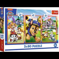 Opakowanie Puzzle 3x80 Psia zgraja TREFL