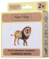 Puzzle 4-elementowe Zwierzęta Afryki. Wydawca: Mama Maluje. SmakLiter.pl Opakowanie Puzzle 4-elementowe Zwierzęta Afryki