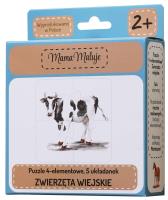 Puzzle 4-elementowe Zwierzęta wiejskie. Wydawca: Mama Maluje. SmakLiter.pl Opakowanie Puzzle 4-elementowe Zwierzęta wiejskie