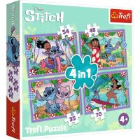 Opakowanie Puzzle 4w1 Szalony dzień Lilo & Stitch TREFL