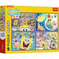 Opakowanie Puzzle 4x250 Szalony świat Sponge Boba TREFL
