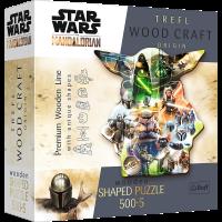 Opakowanie Puzzle 500+5 Puzzle Drewniane konturowe Tajemniczy Grogu  Star Wars The Mandalorian
