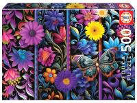 Puzzle 500 Kwiaty i motyl G3. Wydawca: Educa. SmakLiter.pl Opakowanie Puzzle 500 Kwiaty i motyl G3