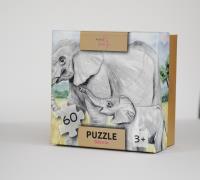 Puzzle 60el Słonie. Wydawca: Mama Maluje. SmakLiter.pl Opakowanie Puzzle 60el Słonie