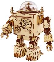 Opakowanie Puzzle Drewniane 3D-Pozytywka LED Steampunk Robot