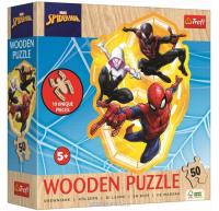 Opakowanie Puzzle drewniane 50 SpiderMan gotowy w akcji TREFL