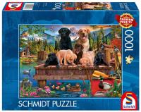 Puzzle PQ 1000 Psia rodzina nad jeziorem G3. Wydawca: Schmidt. SmakLiter.pl Opakowanie Puzzle PQ 1000 Psia rodzina nad jeziorem G3