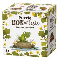 Puzzle Rok w lesie Gdzie żyją zwierzęta?. Autor: Emilia Dziubak Martin Widmark. SmakLiter.pl Okładka książki Puzzle Rok w lesie Gdzie żyją zwierzęta?