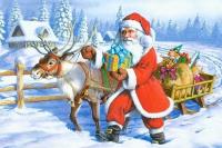 Opakowanie Puzzlowa kartka pocztowa Santa and Reindeer