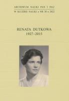 Renata Dutkowa 1927-2015. Autor: red. Tomasz Pudłocki, Stinia Maria. SmakLiter.pl Okładka książki Renata Dutkowa 1927-2015