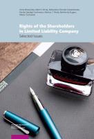 Rights of the Shareholders in Limited Liability Company. Autor: Moszyńska Anna, Żochowski Wiktor, Kugacz Bartłomiej, Löhnig Martin, Sikorska-Lewandowska Aleksandra. SmakLiter.pl Okładka książki Rights of the Shareholders in Limited Liability Company