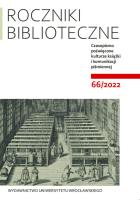 Roczniki Biblioteczne LXVI 66/2022. Autor: Matwijów Maciej. SmakLiter.pl Okładka książki Roczniki Biblioteczne LXVI 66/2022