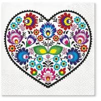 Opakowanie Serwertki Serce łowickie 33x33cm 20szt