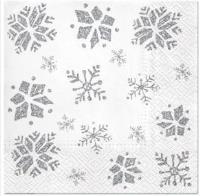 Opakowanie Serwetki Płatki śniegu srebrne 33x33cm 20szt