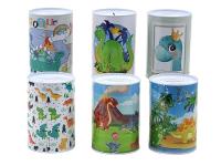 Opakowanie Skarbonka metalowa dinozaury 10x14cm MIX
