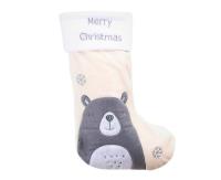 Opakowanie Skarpeta świąteczna biała Miś 27x42cm