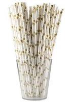 Opakowanie Słomki papierowe gwiazdki złote 12szt