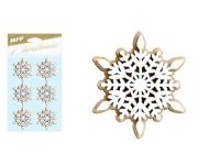 Opakowanie Śnieżynki drewniane białe naklejka 6szt