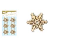 Opakowanie Śnieżynki drewniane naturalne naklejka 6szt