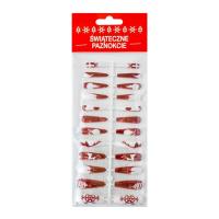 Opakowanie Świąteczne paznokcie czerwone 24szt