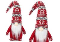 Opakowanie Świąteczny skrzat siwe wzorki czerwony 40cm