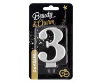 Opakowanie Świeczka B&C 3 metalik srebrna 8,0cm