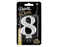 Opakowanie Świeczka B&C 8 metalik srebrna 8,0cm