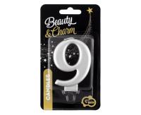 Opakowanie Świeczka B&C 9 metalik srebrna 8,0cm