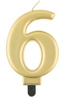 Opakowanie Świeczka cyferka 6 Beauty&Charm metalik złota 8cm