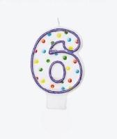 Opakowanie Świeczka cyferka 6 kropki 7,6cm