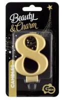 Opakowanie Świeczka cyferka 8 Beauty&Charm metalik złota 8cm