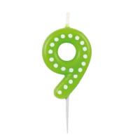 Opakowanie Świeczka cyferka 9 kropki i paski