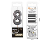 Opakowanie Świeczka piker 8 czarna brokatowa 11x3.5 cm