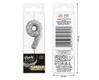 Opakowanie Świeczka piker 9 czarna brokatowa 11x3.5 cm