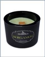 Świeczka sojowa Bergamot czarna 170g. Wydawca: Pavoncella. SmakLiter.pl Opakowanie Świeczka sojowa Bergamot czarna 170g